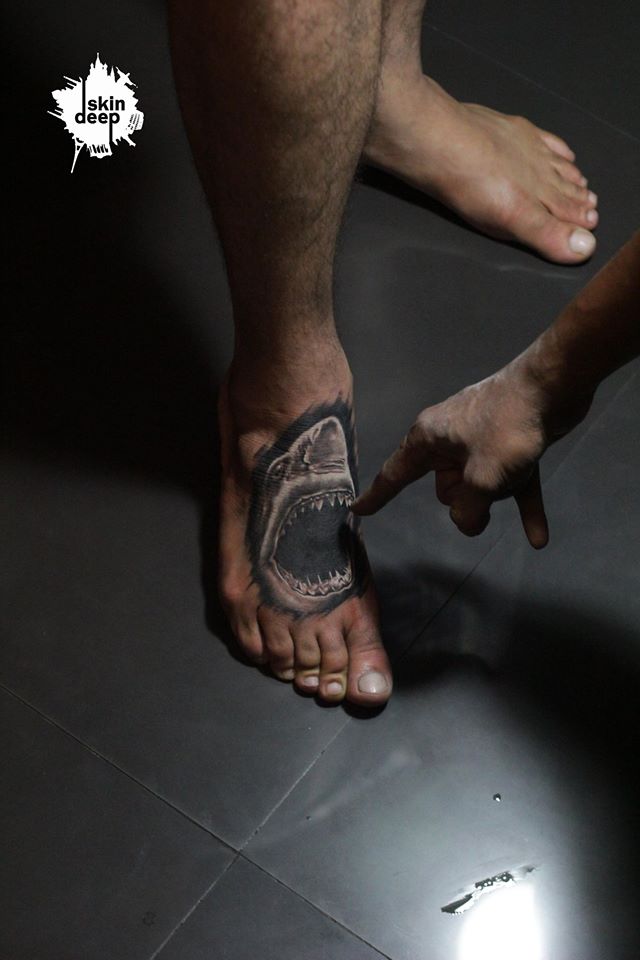Grey Scale – Shark Attack Tattoo