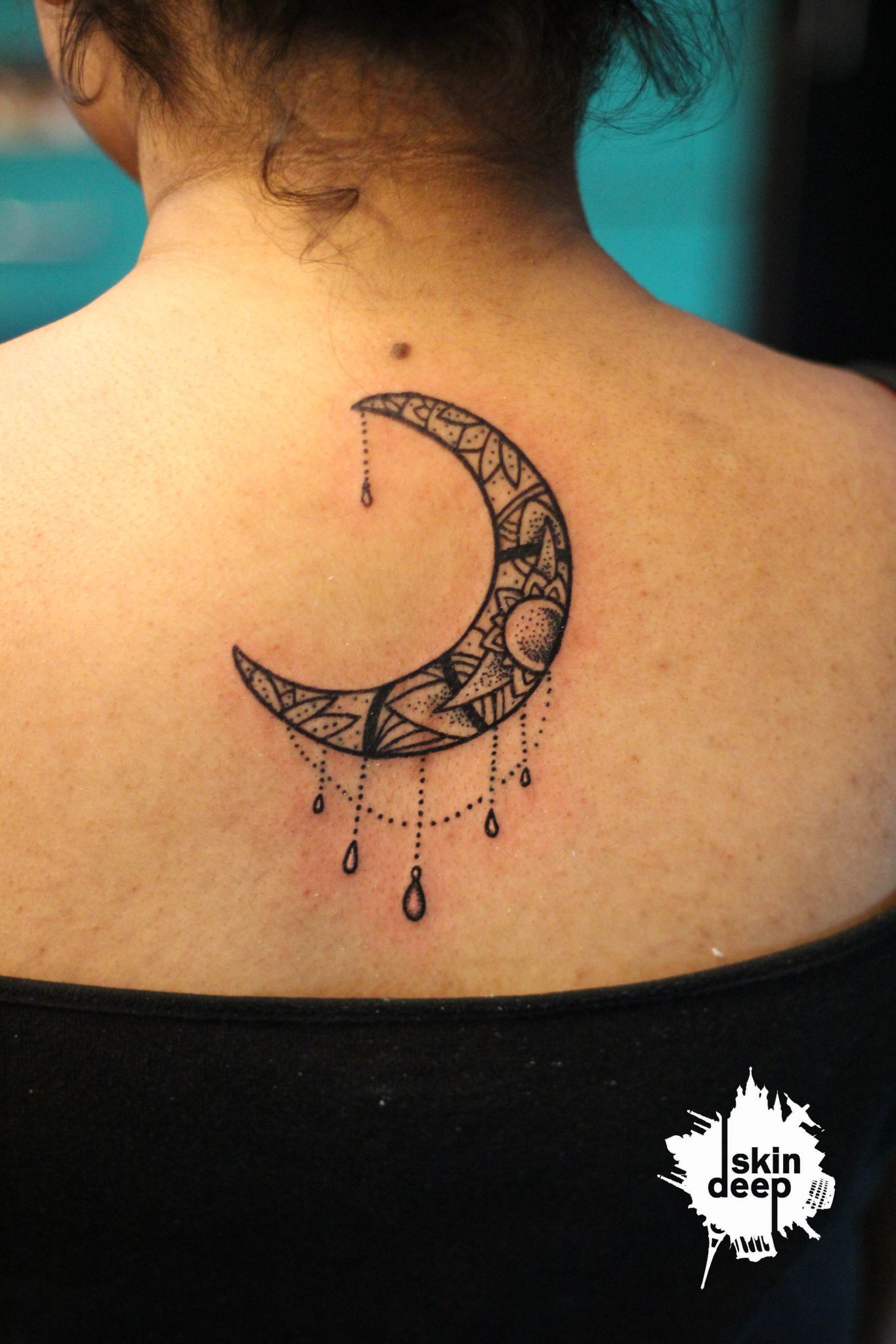 Grey Scale – Crescent, Moon Tattoo