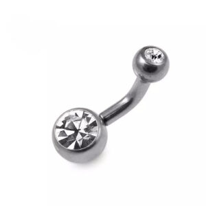 Titanium Belly/Navel Stud With White Stone