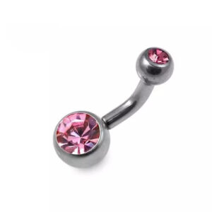 Titanium Belly/Navel Stud With Purple Stone