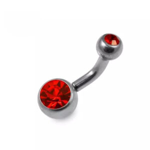 Titanium Belly/Navel Stud With Red Stone